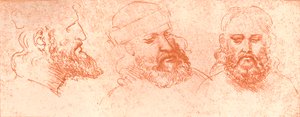 Zeichnung orientalischer Köpfe, in roter Kreide, ca. 1472-ca. 1519 von Leonardo da Vinci