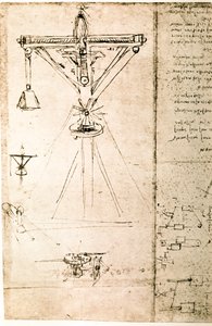 Auszug aus einem Da Vinci Manuskript über das Prinzip und den Bau eines "Kranes"