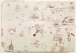 Auszug aus einem Da Vinci Manuskript über das Prinzip und den Bau eines "Bootes mit Antrieb durch Räder"
