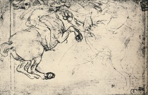 Kampf zwischen einem Reiter und einem Greif, ca. 1480 von Leonardo da Vinci