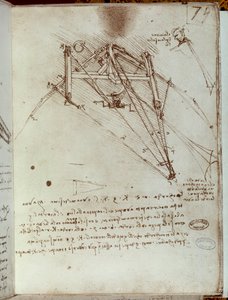 Zeichnung einer Flugmaschine. Manuskript von Leonardo da Vinci