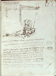 Flugmaschinenzeichnung. Manuskript von Leonardo da Vinci von Leonardo da Vinci
