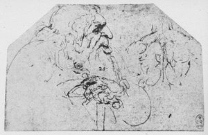 Halbfigur eines alten Mannes, der sich auf einen Stock stützt, ca. 1480, 1945 von Leonardo da Vinci