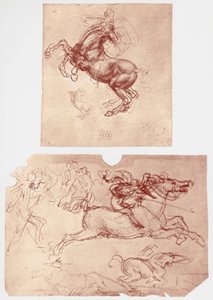 Pferd aufbäumend, und Reiter und Fußsoldaten, um 1504 von Leonardo da Vinci