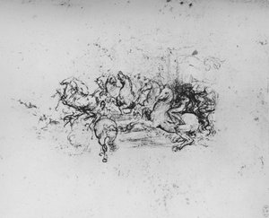 Reiter mit Fahnen, die von links vorrücken, ca. 1480 1945 von Leonardo da Vinci