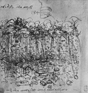 Werkzeuge regneten von den Wolken auf die Erde, um 1480