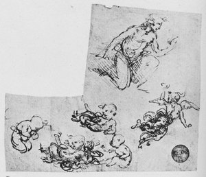 Kniender Jüngling und Putti, ca. 1480, 1945