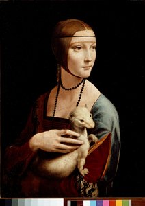 Dame mit dem Hermelin, Porträt von Cecilia Gallerani, um 1490 von Leonardo da Vinci