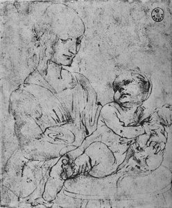 Madonna und Kind mit einer Katze, 1478-1480, 1945 von Leonardo da Vinci