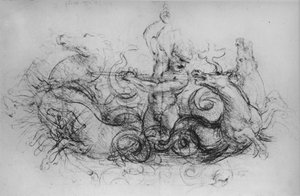 Neptun mit vier Seepferdchen, ca. 1480, 1945 von Leonardo da Vinci