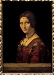 Porträt einer Dame. Porträt einer Hofdame aus Mailand, fälschlicherweise „die schöne Eisenarbeit“ genannt. Gemälde von Leonardo da Vinci (1452-1519) 15. Jahrhundert von Leonardo da Vinci
