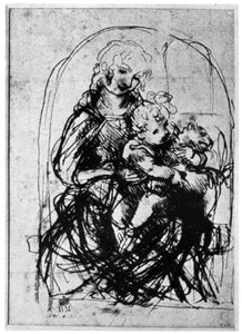 Studien für eine Madonna Del Gatto, 15. Jahrhundert, 1930 von Leonardo da Vinci