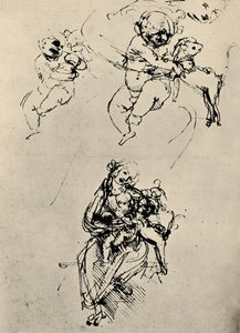 Studien für eine Madonna und Kind mit einer Katze, 1478-1480 von Leonardo da Vinci
