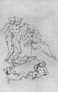 Studien von Figuren und Putti für eine Anbetung, um 1481