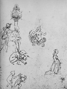 Studien von Figuren und Dekoration, um 1480 1945 von Leonardo da Vinci