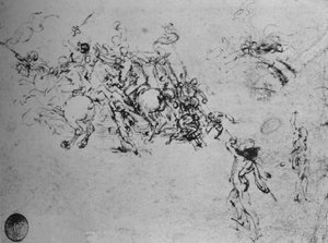 Studien von kämpfenden Reitern und Fußsoldaten, ca. 1480, 1945 von Leonardo da Vinci