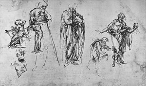 Studien einzelner Figuren und eines Profils, ca. 1480 (Detail)