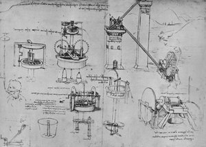 Studien von Saugpumpen, Archimedes-Rohren usw., um 1480 1945