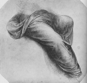 Studien der Draperie einer nach rechts sitzenden Figur von Leonardo da Vinci