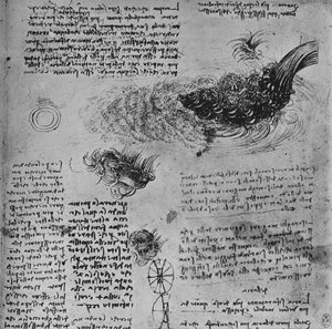 Studien zur Bildung von Wasser in Bewegung, um 1480, 1945 von Leonardo da Vinci