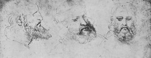 Studien des Kopfes von Cesare Borgia aus drei Blickwinkeln, um 1480 von Leonardo da Vinci