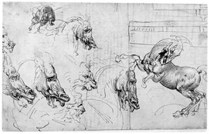 Studie für Die Schlacht von Anghiari, um 1503-1505 von Leonardo da Vinci