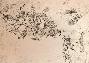 Studie für den Karton der Schlacht von Anghiari, ca. 1472-ca. 1505 von Leonardo da Vinci