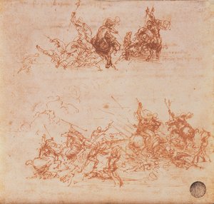 Studie von Reitern im Kampf und Fußsoldaten, 1503