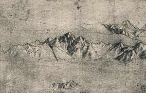 Studie von Gebirgsketten, um 1480 von Leonardo da Vinci