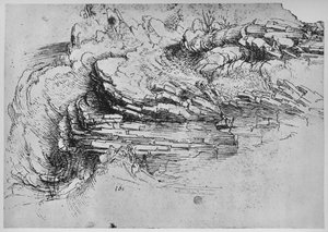 Studie von Felsformationen, um 1480, 1945 von Leonardo da Vinci