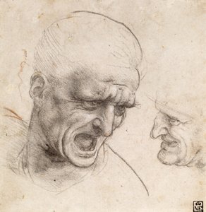 Studie von zwei Kriegerköpfen für die Schlacht von Anghiari