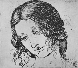 Studie eines geflochtenen Frauenhaars, 1480, 1945 von Leonardo da Vinci