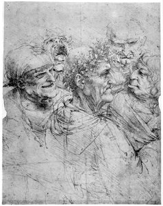 Studie von fünf grotesken Köpfen, ca. 1494 von Leonardo da Vinci