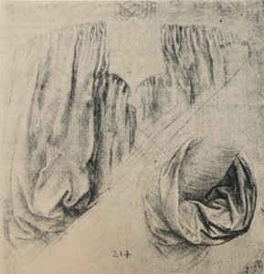 Studie der Vorderseite eines Kleides und eines Ärmels, ca. 1480, 1945