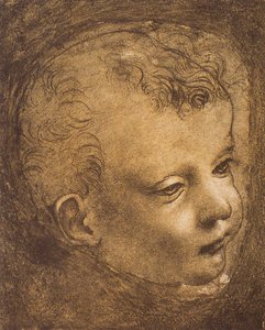 Studie des Gesichts des kleinen Johannes für die Madonna der Felsen von Leonardo da Vinci