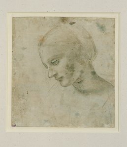 Kopf einer Frau fast im Profil von Leonardo da Vinci