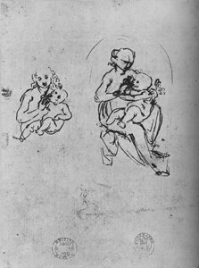 Drei Studien einer Madonna mit Kind, um 1475 1945 von Leonardo da Vinci