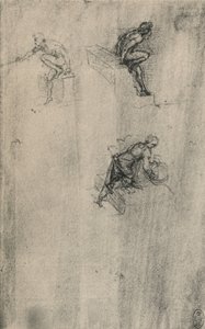 Zwei sitzende Akte und eine Frau beim Waschen, um 1480 1945 von Leonardo da Vinci