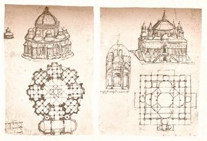 Zwei Zeichnungen von Kirchen, um 1472-1519, 1883