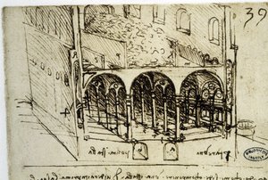 Stadtplanung: architektonischer Plan (39) von Leonardo da Vinci - Bibliothek des Institut de France
