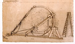 Kriegsmaschine: Katapultstudie von Leonardo da Vinci (1452-1519)
