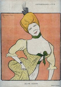 Porträt der französischen Komödiantin Jeanne Granier (1852-1939) - Zeichnung von Leonetto Cappiello in „Le Rire“ von 1898