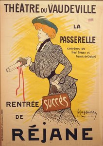 Plakat für die Komödie "La passerelle" von Francis de Croisset (1877-1937) und Fred De Gresac (1879-1943) im Théâtre du Vaudeville mit Rejane