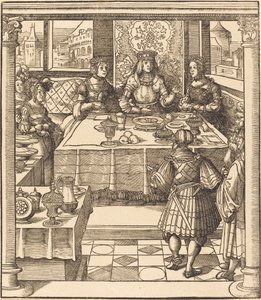 Der junge weiße König zwischen der Königin und der Prinzessin von Feuereisen
