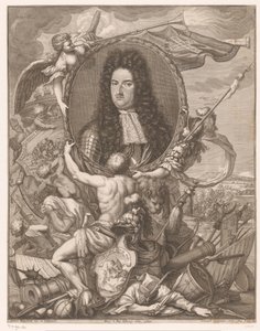 Porträt von Eugen von Savoyen getragen von allegorischen Figuren