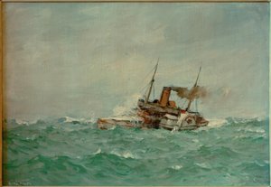 Raddampfer in grober See