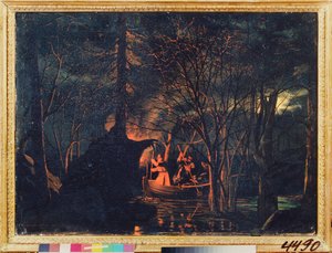 Nachtfischen mit der Harpune von Leonid Ivanovich Solomatkin