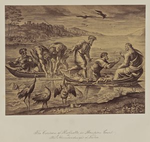 Der Karton von Raffael in Hampton Court. Der wunderbare Fischfang. von Leonida Caldesi