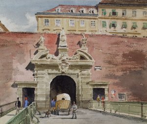 Das alte Kärntnertor in Wien von außen von Leopold Blonder