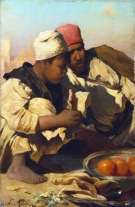 Araber, die auf einem Markt in Kairo sitzen, ca. 1854-1892